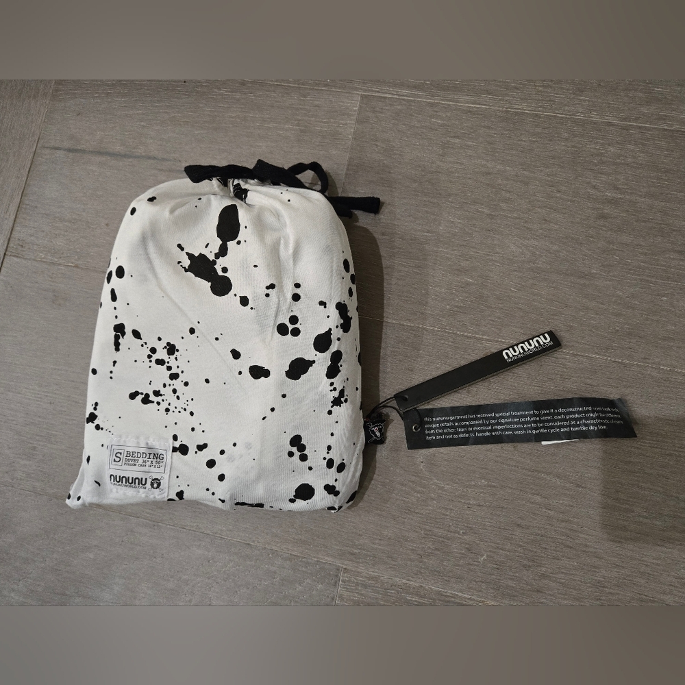 Black & White Splatter Print CRIB SIZE Duvet Cover | NWT | nununu | 100% Cotton